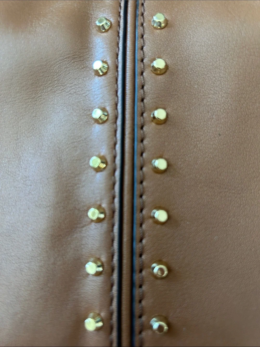 Michael Kors Cognac Leather Shoulder Bag with Gold Studs
